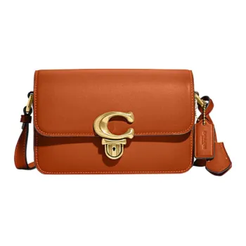 COACH Studio Cow Leather Shoulder Bag, Crossbody Bag Small Size Women's Orange Red