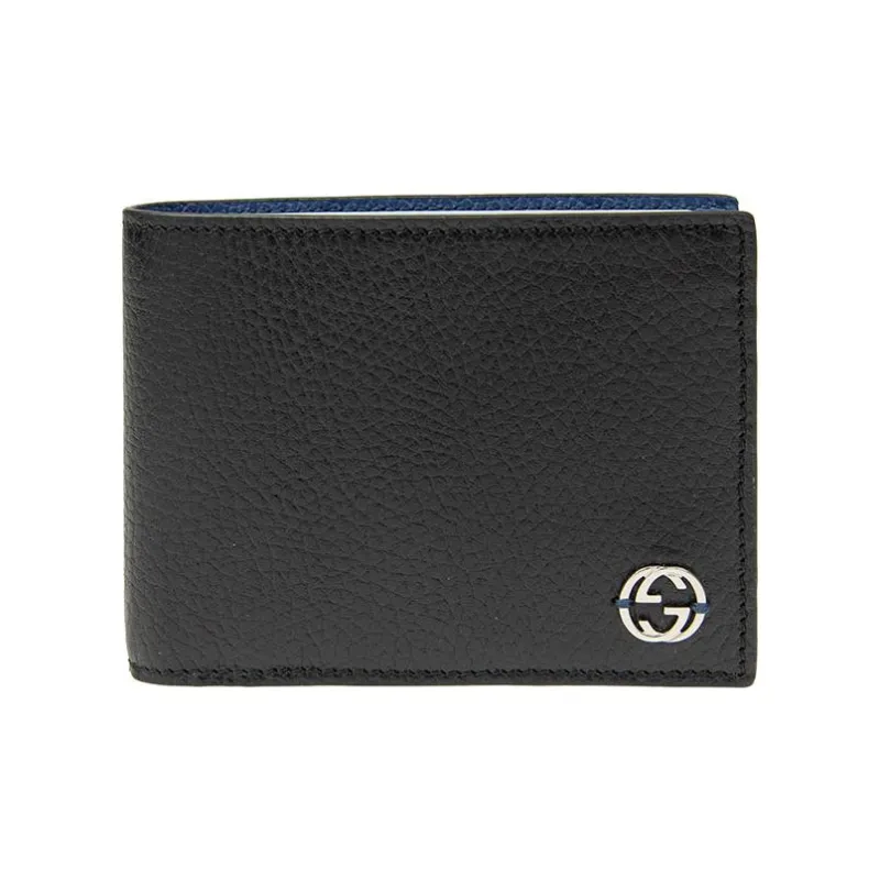 GUCCI Cow Leather Wallet Men's Black & Blue-0