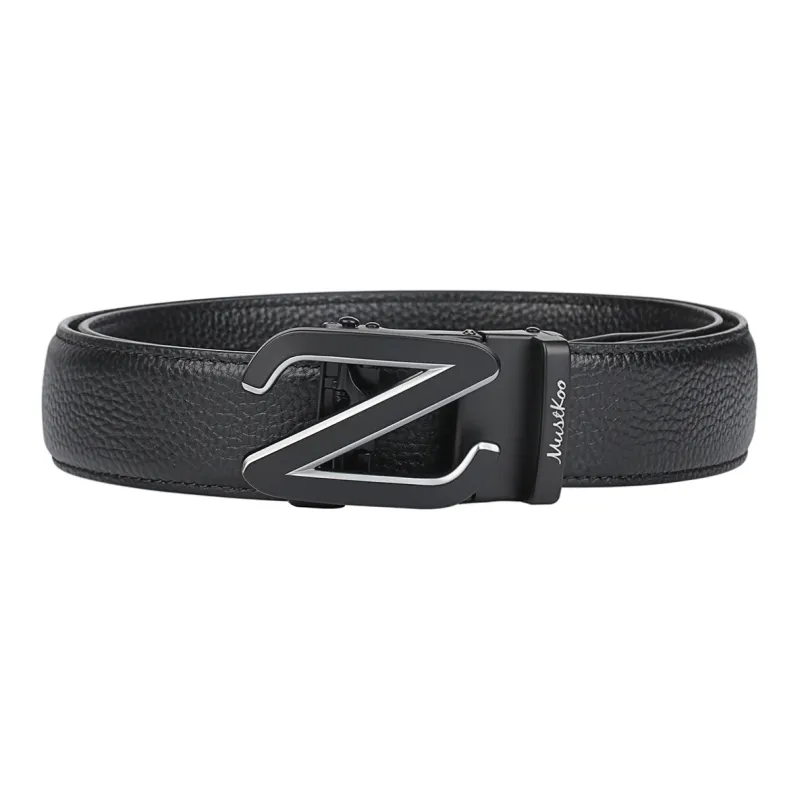 MUSTKOO Double Sided Soft Cowhide Black, Width 3.4cm, Students Automatic Buckle Belt Men's-2