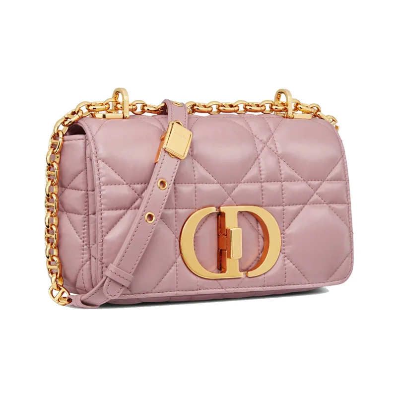 DIOR Caro Cow Leather Shoulder Bag, Crossbody Bag Trumpets Women's Vintage Pink-1