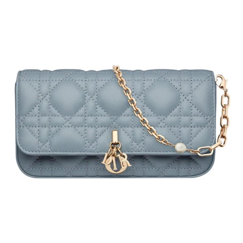 DIOR Lady Dior Sheepskin Handheld Crossbody Bag Shoulder Bag Women's Powder Blue-0
