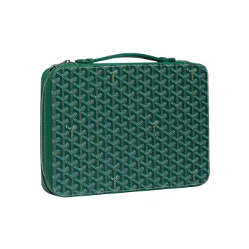 GOYARD Companion Canvas With Leather Dog's Teeth Business Bag Briefcase Regular Men's Green