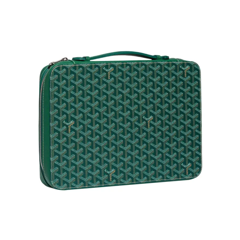 GOYARD Companion Canvas With Leather Dog's Teeth Business Bag Briefcase Regular Men's Green-0