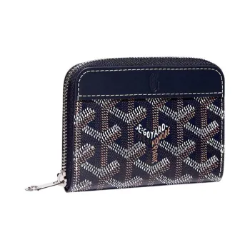 GOYARD MATIGNON Canvas With Leather Wallets Coin Purses Mini Women's Dark Blue