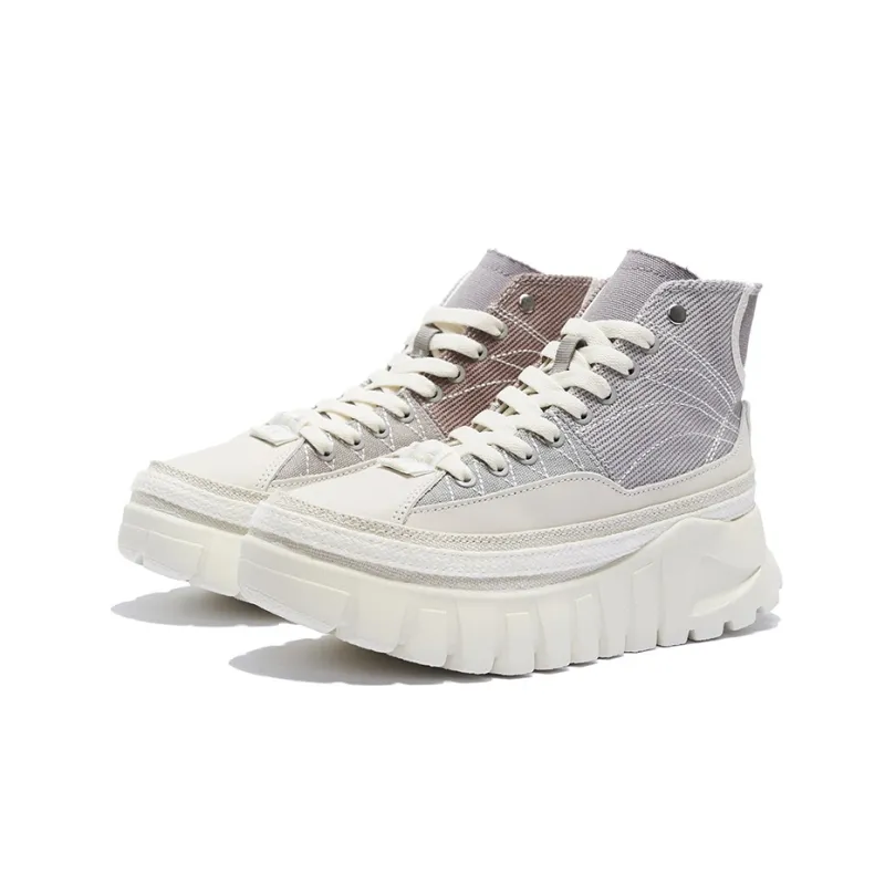 LiNing Wave Casual Shoes Women's High Top Silver Stage Gray/Snow Gray/Vanilla White-2