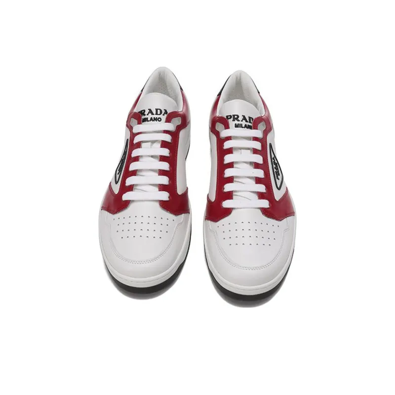 PRADA Downtown Low Top Stylish Skateboarding Shoes Men's White Red-3