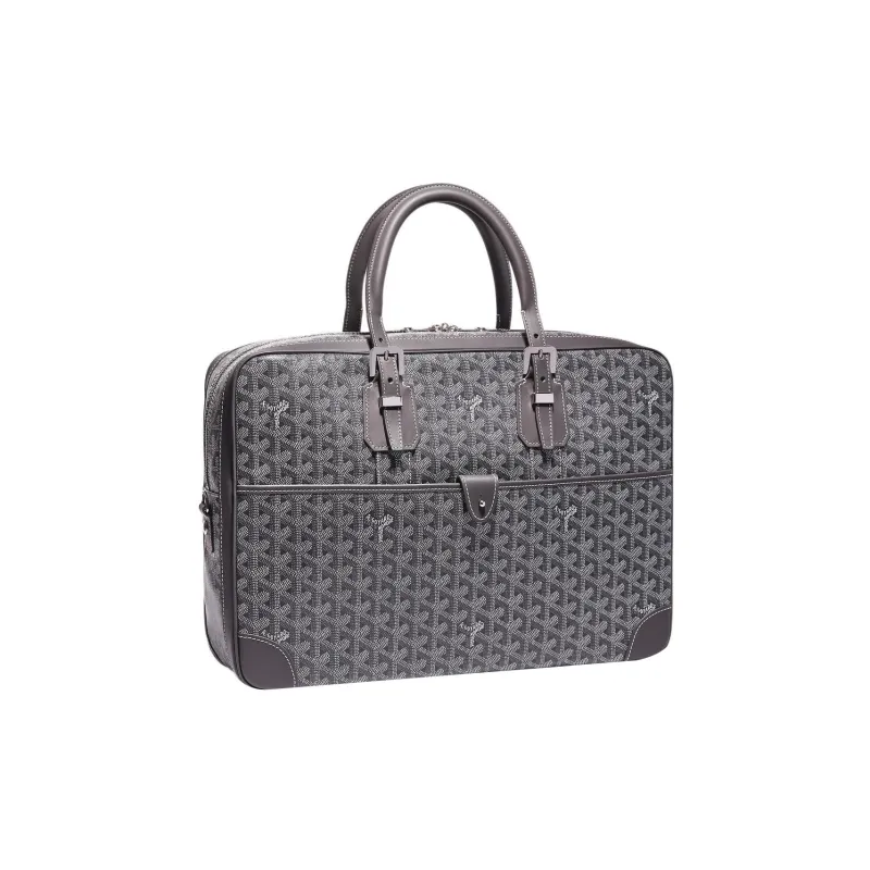 GOYARD Ambassade Canvas With Leather Handbags Briefcases Medium Size Men's Gray-1