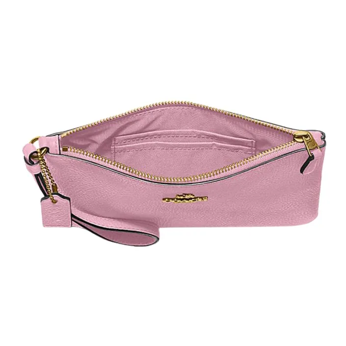 COACH Wristlet Cow Leather Clutch Wrist Bag Small Size Women's Pink-3