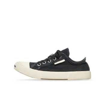Balenciaga Paris Low Top Sneakers 'Black Destroyed Cotton And White Rubber'