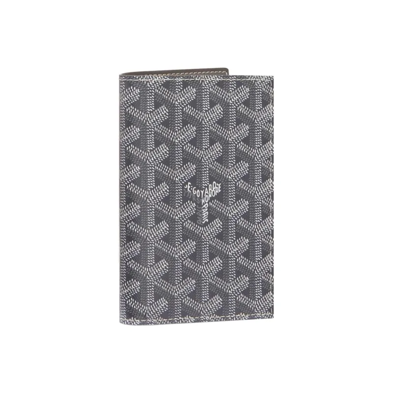 GOYARD Grenelle Canvas With Calfskin Card Holder Passport Holder Unisex Gray-0