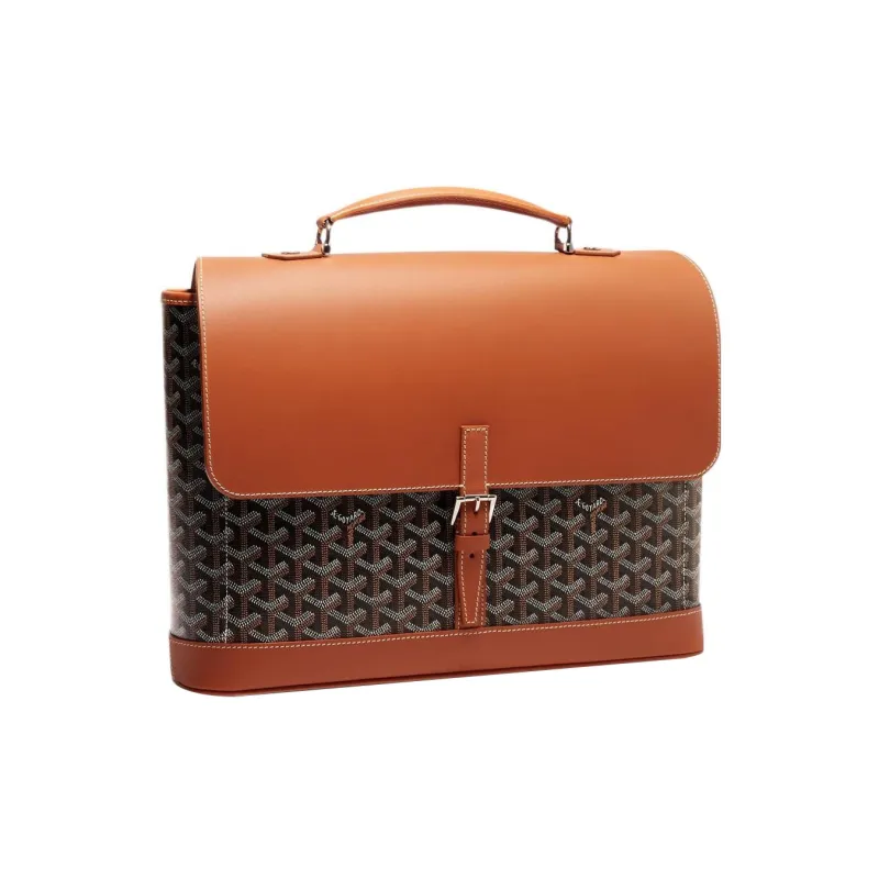 GOYARD Citadin Canvas With Leather Messenger Bag, Handbag, Briefcase Small Size Men's Black/Brown-1
