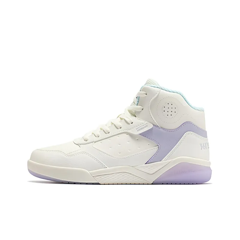 361° Anti Slip And Wear Resistant Breathable High Top Skateboard Shoes Women's White Purple-0
