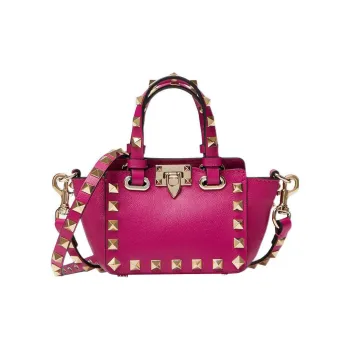 Valentino ROCKSTUD Calfskin Shoulder Bag Crossbody Bag Handbag Extra Mini Women's Fuchsia