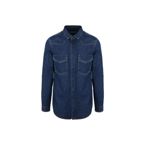 Valentino Shirts Men Denim Blue