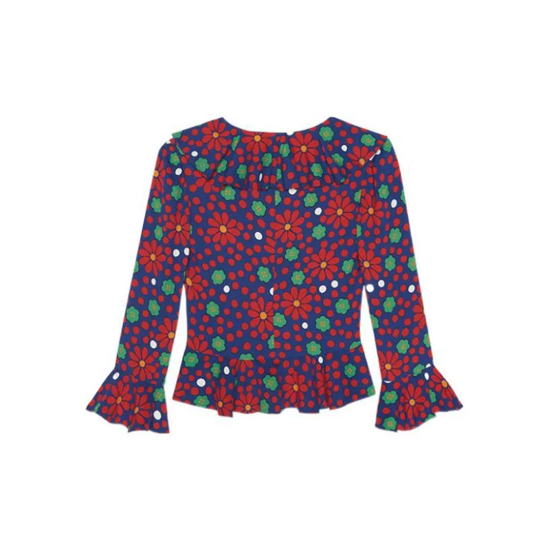 SAINT LAURENT Ruffled V Neck Blouse-2