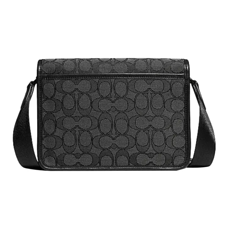 COACH League Monogram Canvas With Genuine Leather Shoulder Bag Crossbody Bag Small Size Men's Black-2
