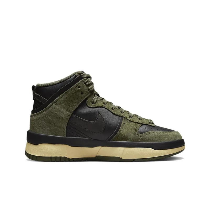 Nike Dunk High Up Medium Olive Black Velvet Brown Wolf Grey Women's-1