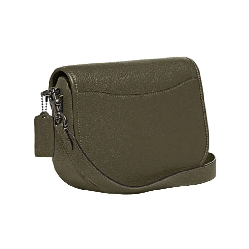 COACH Willow Cow Leather Saddle Bag Shoulder Bag Crossbody Bag Medium Size Women's Olive Green-1