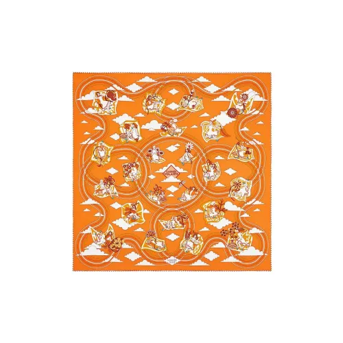 HERMES Silk Scarves Women's Orange/Gold