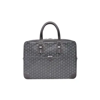 GOYARD Ambassade Canvas With Leather Handbags Briefcases Medium Size Men's Gray