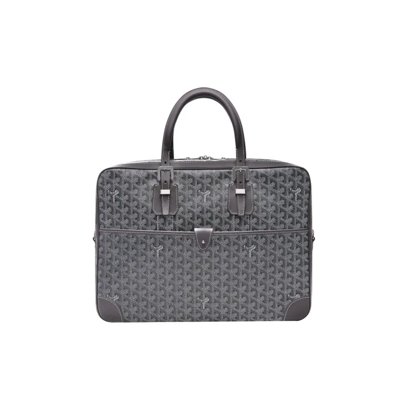 GOYARD Ambassade Canvas With Leather Handbags Briefcases Medium Size Men's Gray-0