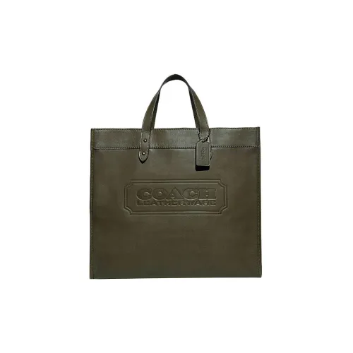 COACH Field Cow Leather Tote Bag Shopping Bag Handbag Shoulder Bag Crossbody Bag Large Size Men's Olive Green