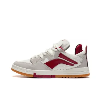 LiNing Wave Pro Anti Slip And Wear Resistant Lightweight Low Top Skateboard Shoes Women's Gray Red
