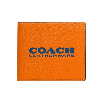 COACH Pebble Cow Leather Coin Purse Card Holder, Wallet Mini Women's Orange