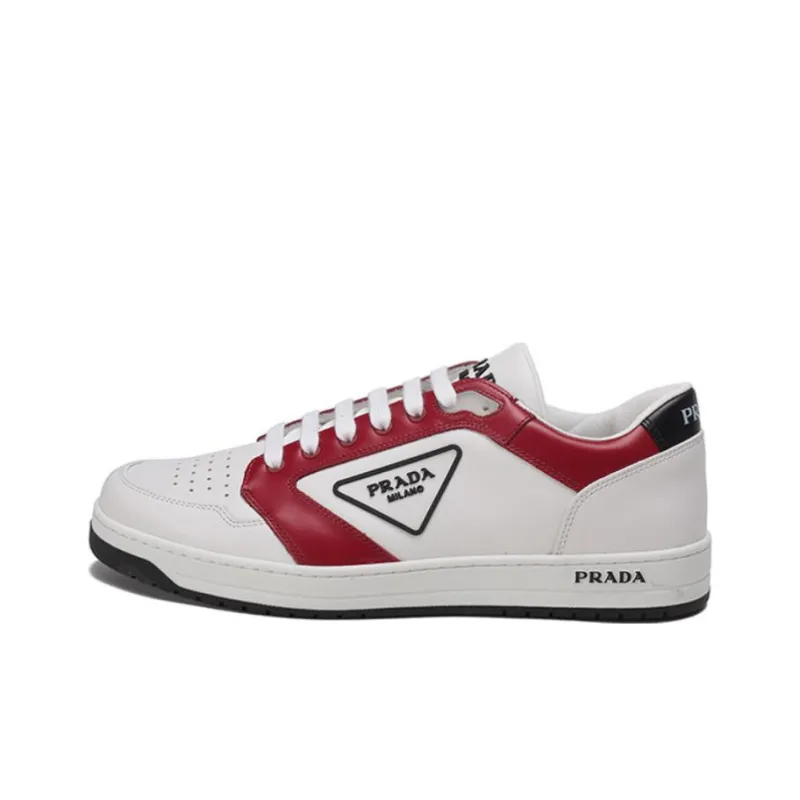 PRADA Downtown Low Top Stylish Skateboarding Shoes Men's White Red-0