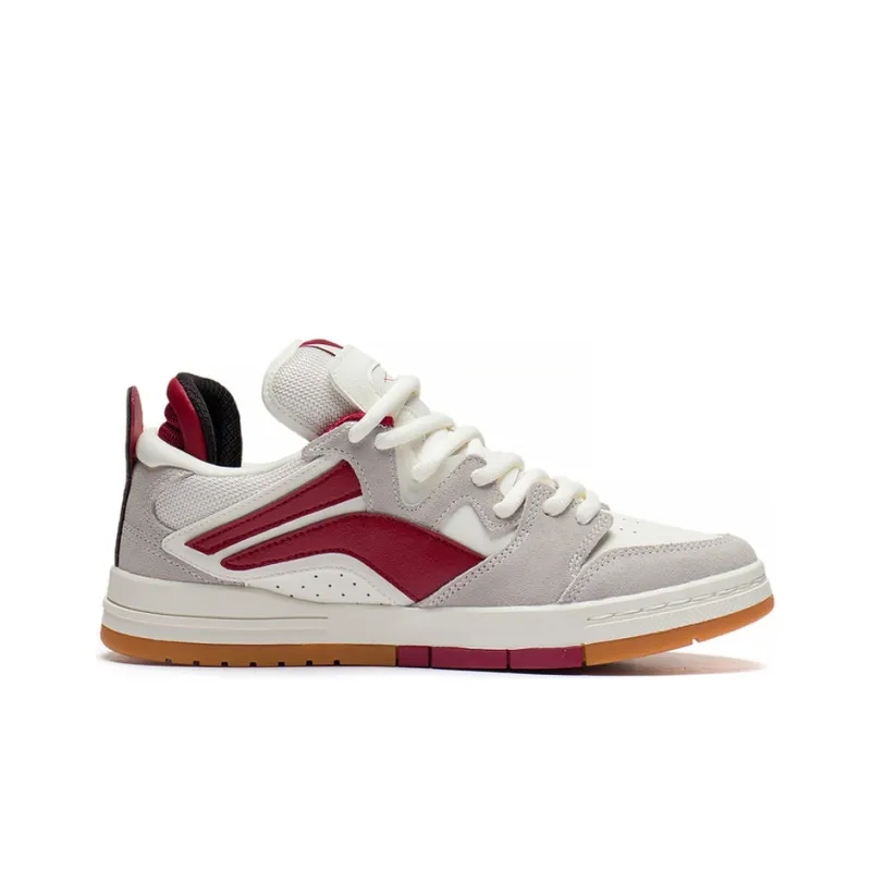 LiNing Wave Pro Anti-Slip And Wear-Resistant Lightweight Low-Top Skateboard Shoes Women's Gray Red-1
