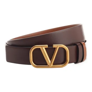 Valentino V Logo Smooth Buckle Double Sided Men's Width  3cm