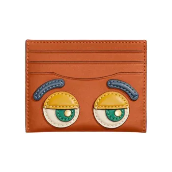 COACH Card Case Glove Tanning Coin Purses Card Holders Mini Men's Canyon Red