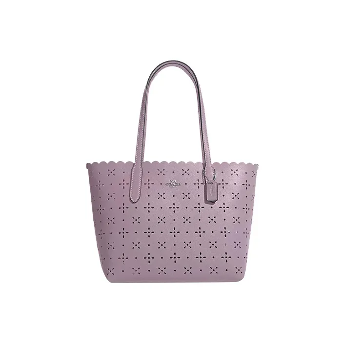 COACH City Smooth Leather Tote Bag, Shopping Bag, Handbag, Shoulder Bag Women's Lilac Purple-0