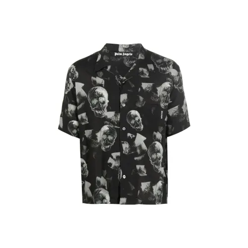 PALM ANGELS Skull Print Bowling Shirt 