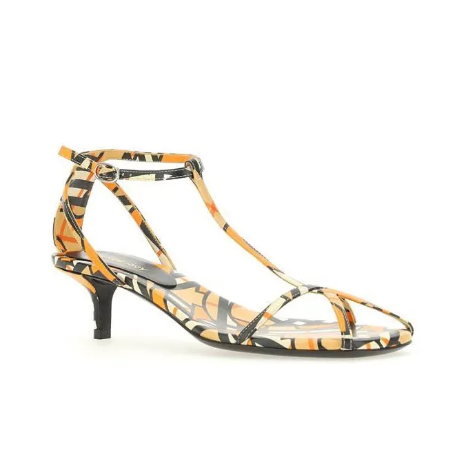 Burberry Stylish Sandals Women's Black Orange-1