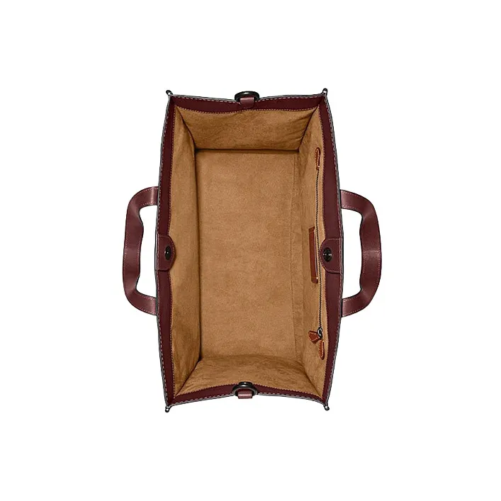 COACH Field Cow Leather Tote Bag Shopping Bag Handbag Shoulder Bag Crossbody Bag Large Size Unisex Dark Red-3