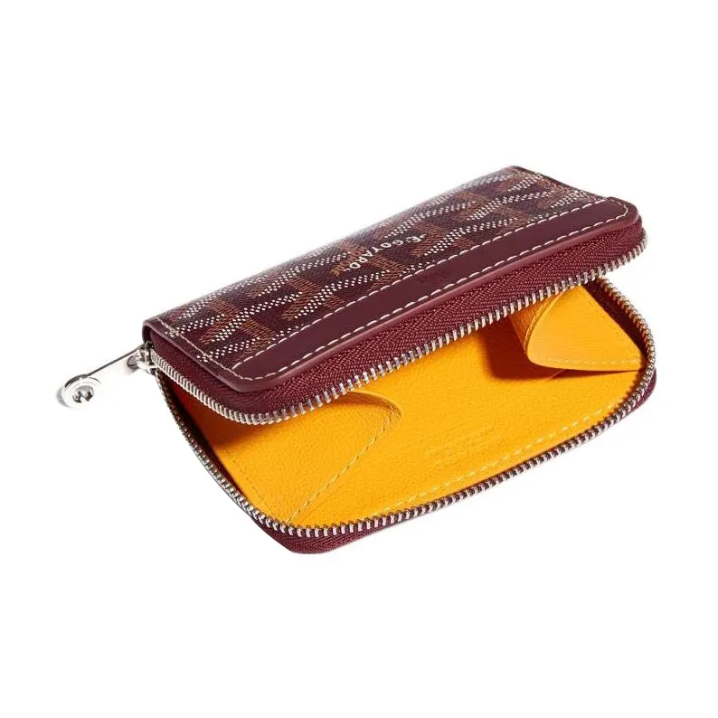 GOYARD MATIGNON Canvas With Leather Wallets Coin Purses Mini Women's Burgundy-1