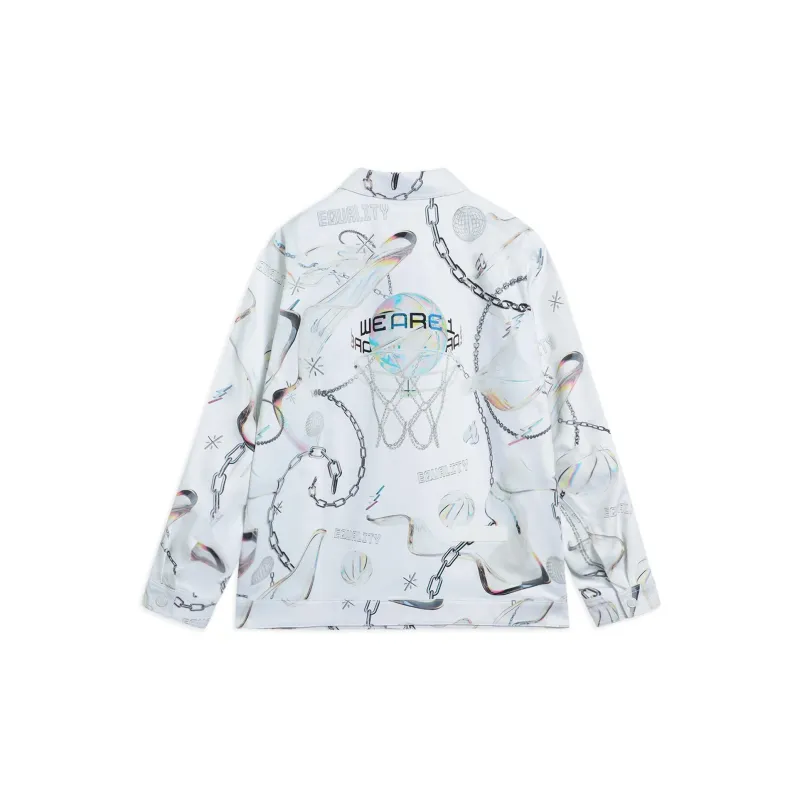 LiNing Shirt Men's White Gray All Over Print-1