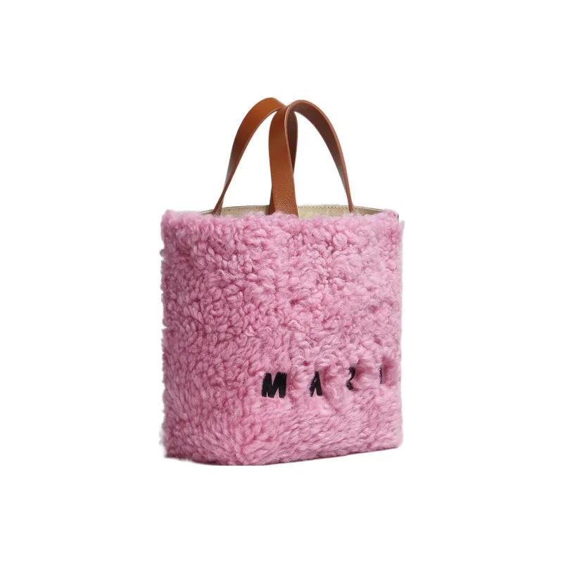 MARNI Lambskin With Calfskin And Leather Tote Bag, Shopping Bag, Shoulder Bag, Crossbody Bag, Handbag Mini Women's Pink-1