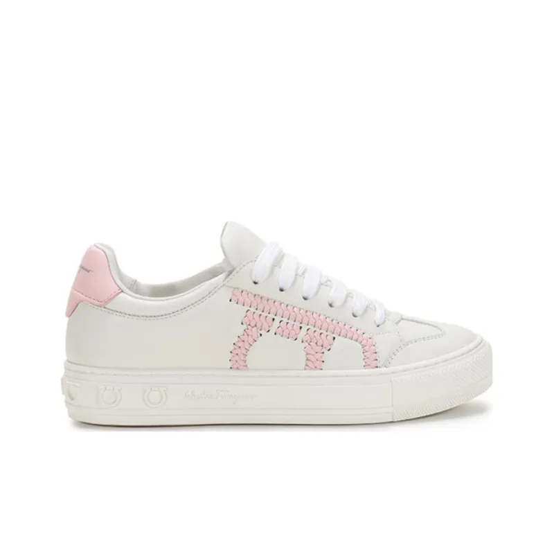 Ferragamo Skateboard Shoes Women's Low Top White/Light Pink-1