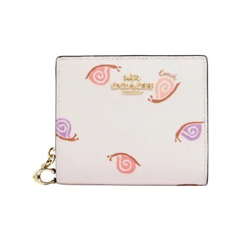 COACH Snap Wallet Artificial Leather Card Holder Wallet Regular Women's Chalk White