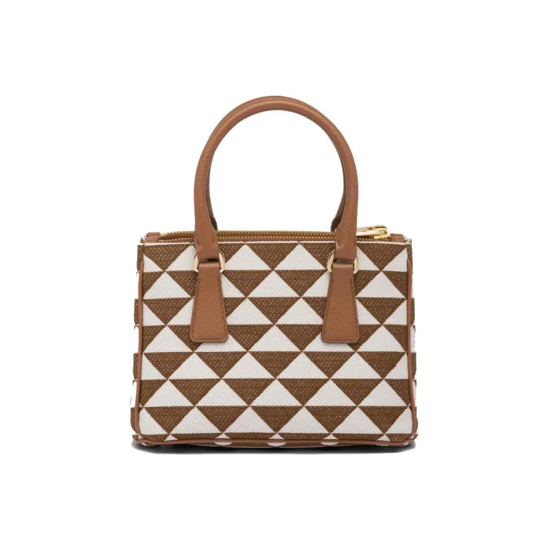 PRADA Galleria Killer Bag Fabric With Leather Shoulder Bag Crossbody Bag Handbag Women's Tobacco/Pink Mist White-1