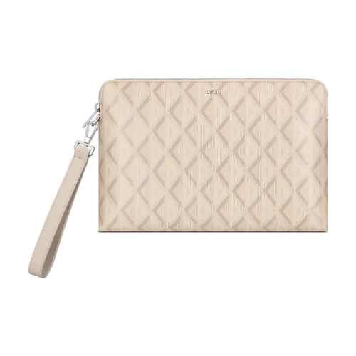 DIOR Cow Leather Clutch Women's Beige