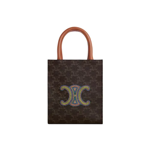 CELINE Triomphe Canvas With Calfskin Tote Bag, Shopping Bag, Shoulder Bag, Handbag square Women's Brown
