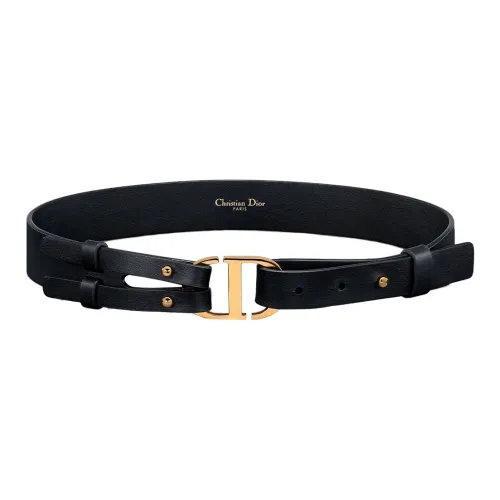 DIOR 30 Montaigne Leather Belts Women's Black