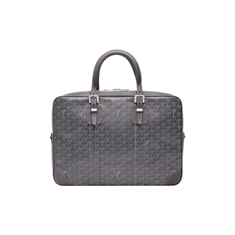 GOYARD Ambassade Canvas With Leather Handbags Briefcases Medium Size Men's Gray-2
