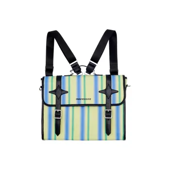MORE U SEE Nylon Fabric Satchel Bag Crossbody Bag Backpack Regular Unisex Blue Green Stripes