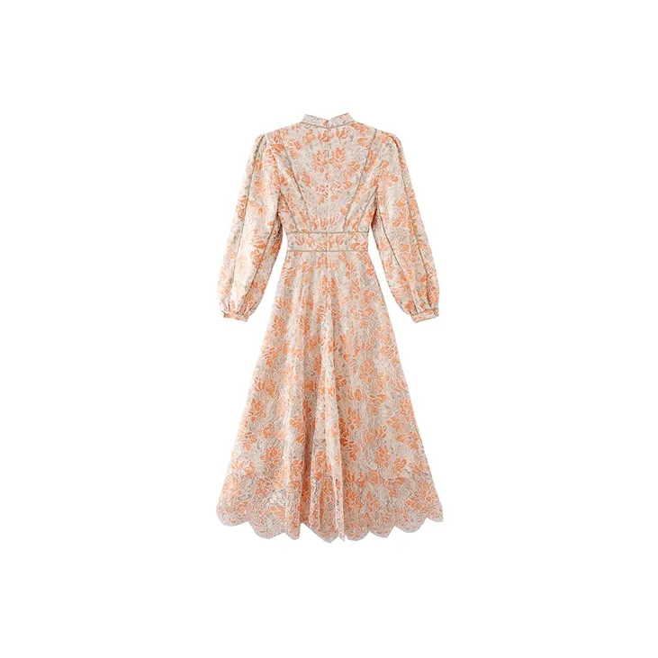 JINYE ORIENTAL Dress Women's Orange Green-1