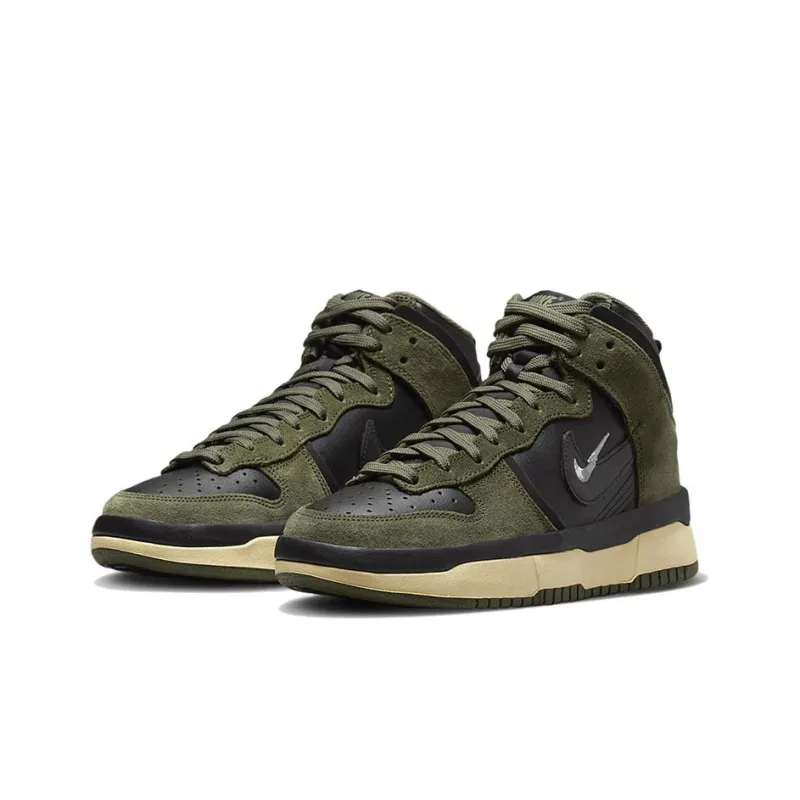 Nike Dunk High Up Medium Olive Black Velvet Brown Wolf Grey Women's-2