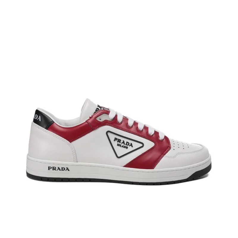 PRADA Downtown Low Top Stylish Skateboarding Shoes Men's White Red-1